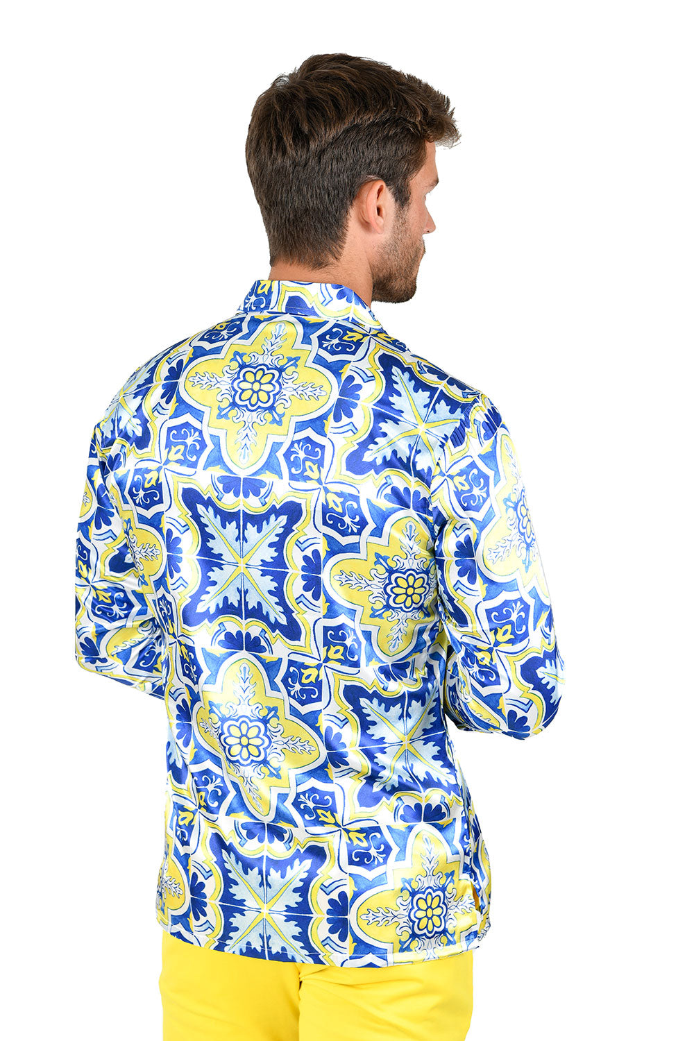 Vassari Men's Printed Floral Long Sleeve Button Down Shirts VS21