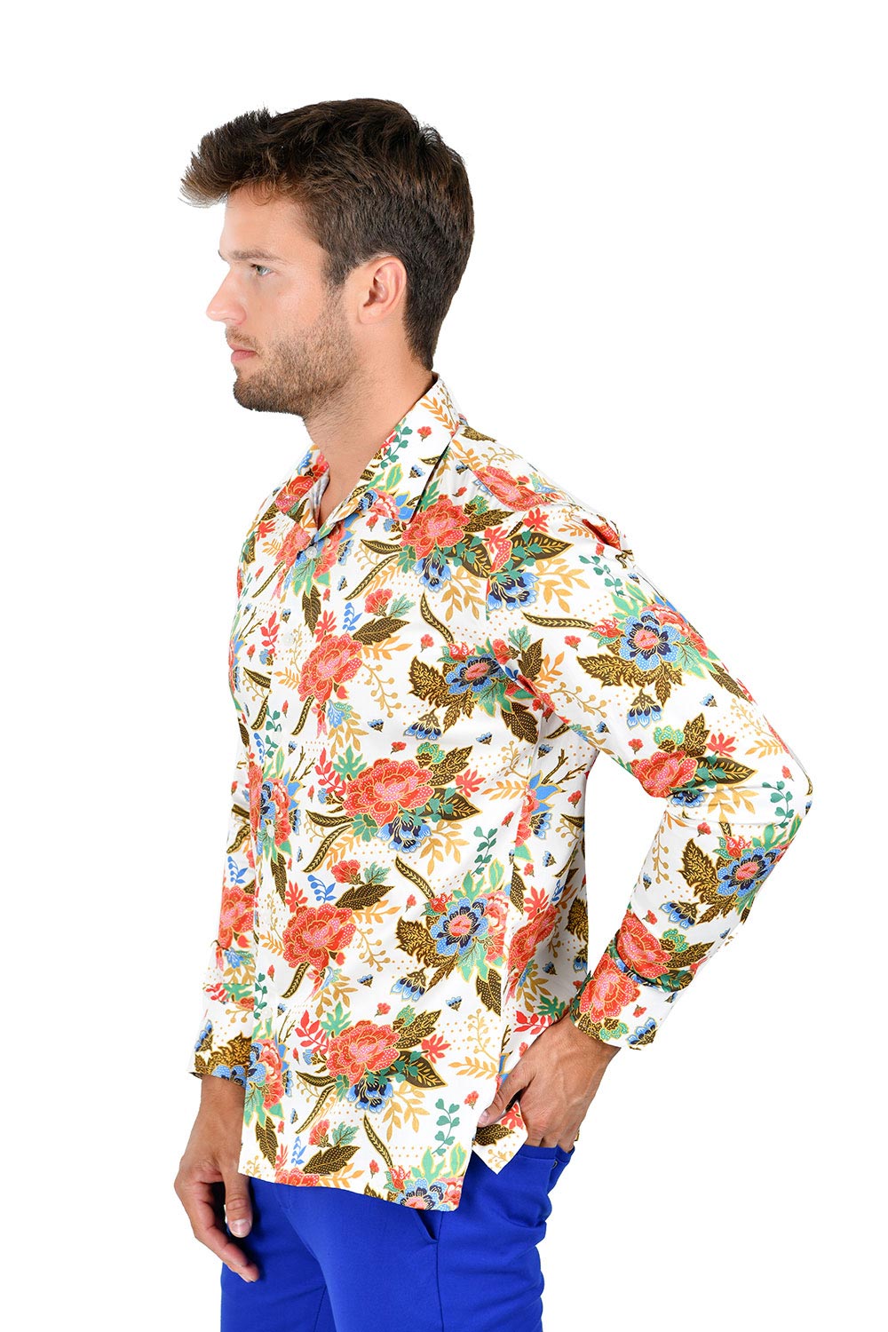 Vassari Men's Printed Floral Rose Long Sleeve Button Down Shirts VS24