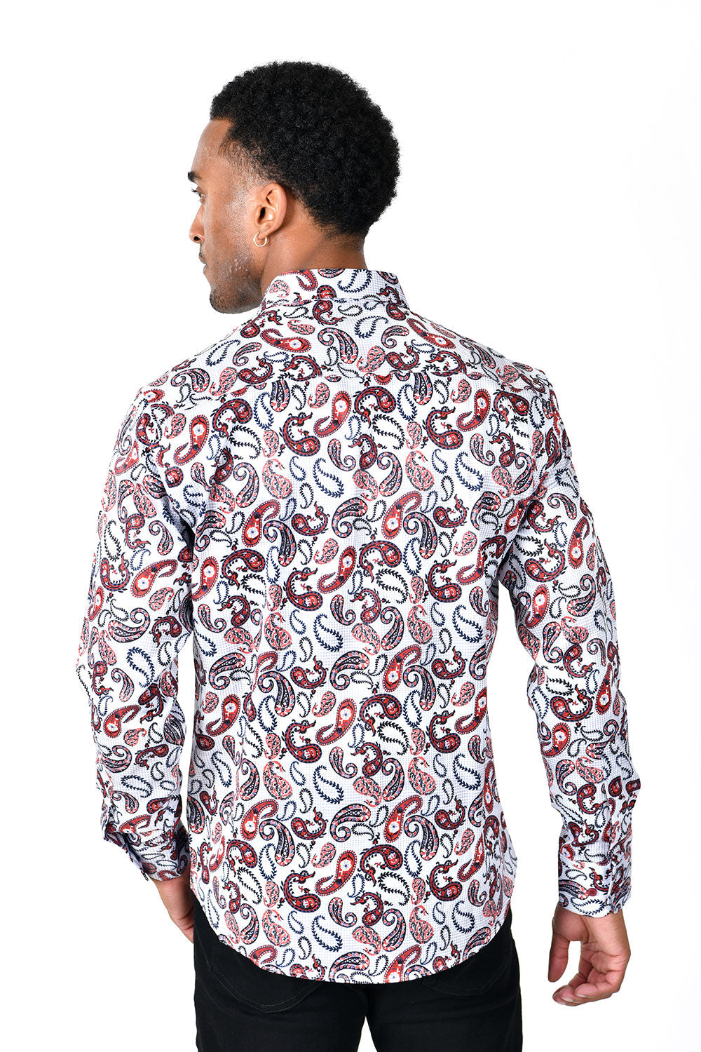 BARABAS Men's Printed Floral Paisley Design Red White Shirts VS33
