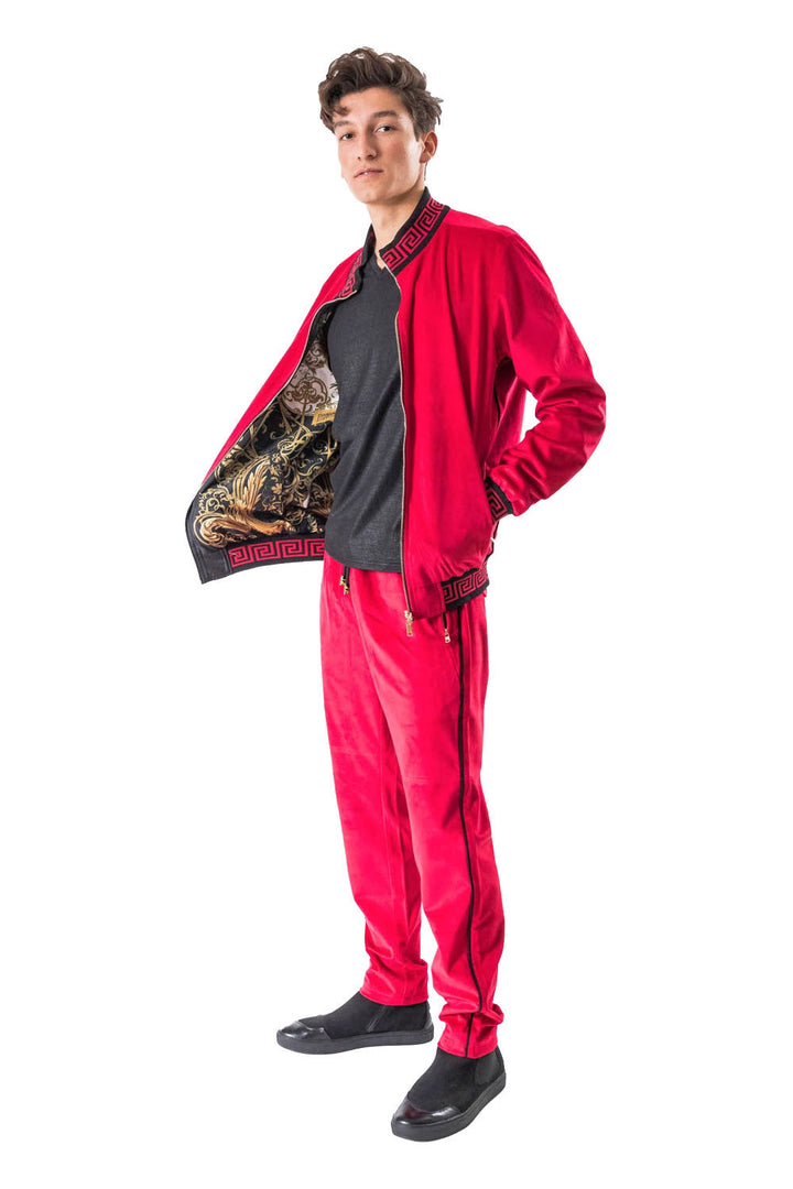 BARABAS Men's Casual Street Luxury Loungewear JJ900  Red