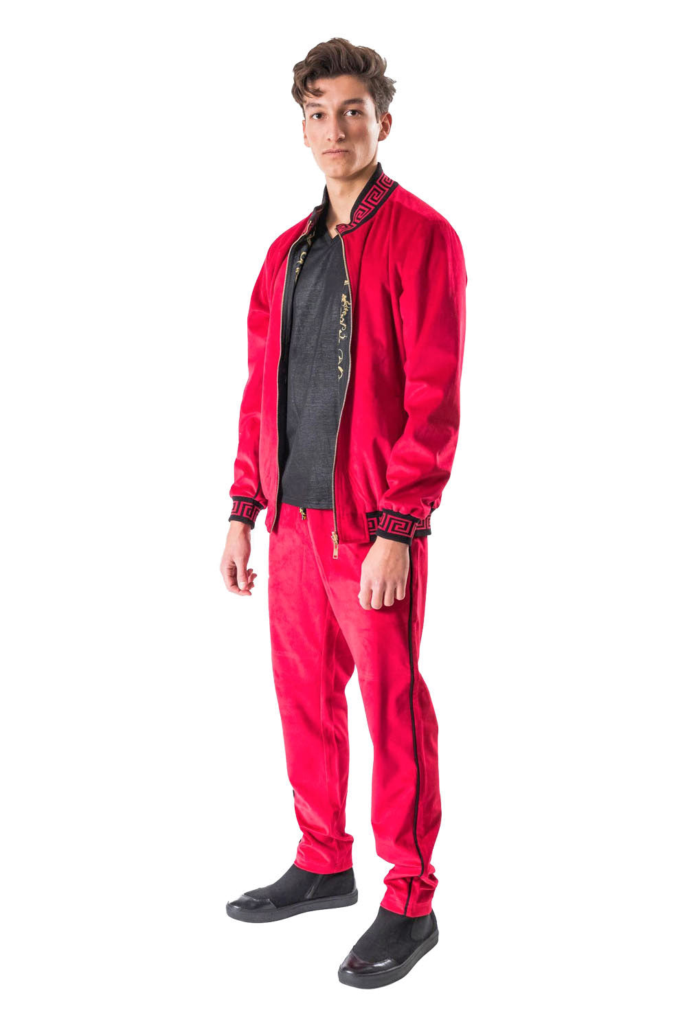 BARABAS Men's Casual Street Luxury Loungewear JJ900  Red