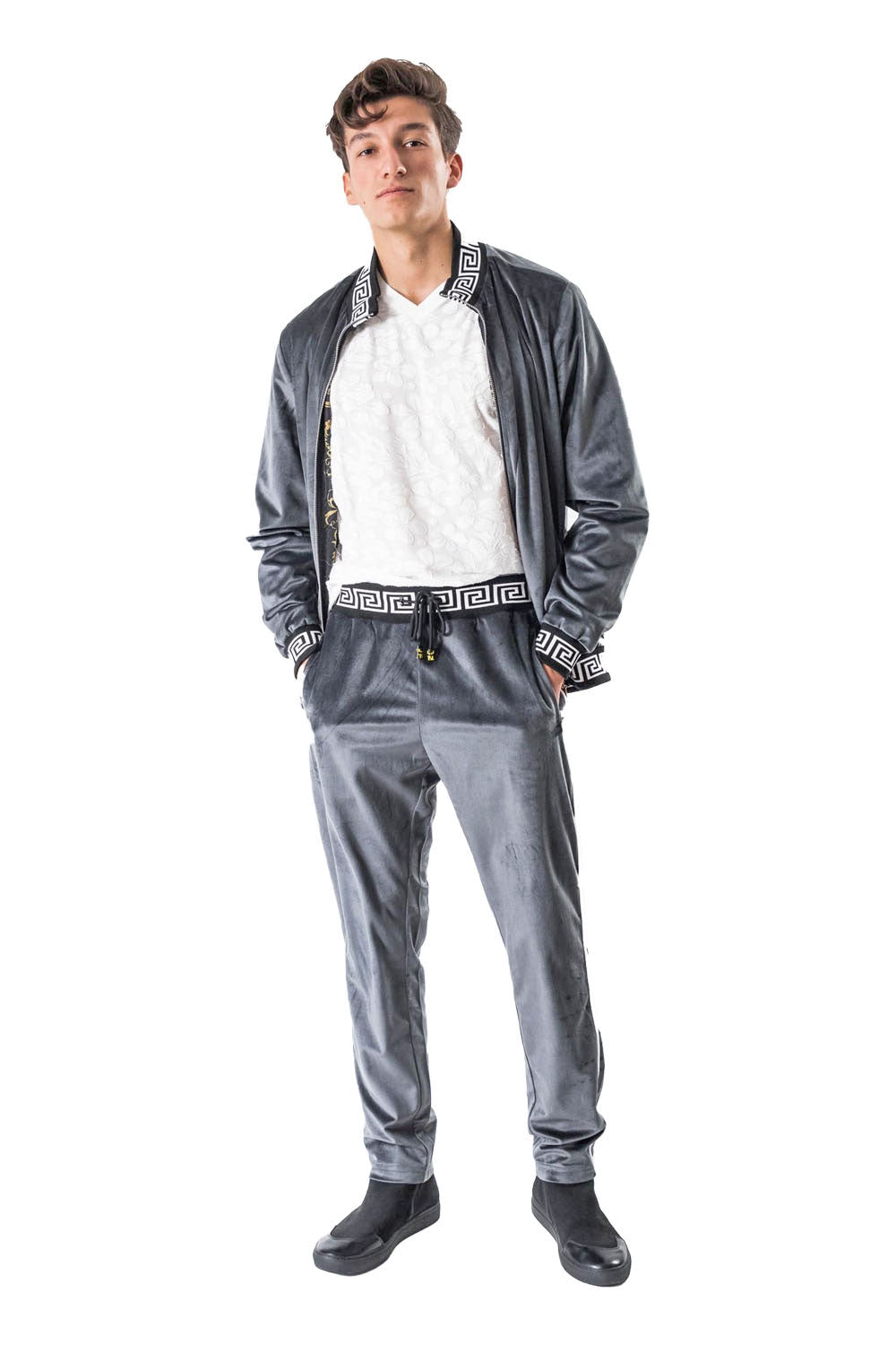 BARABAS Men's Casual Street Luxury Loungewear JJ900 Charcoal
